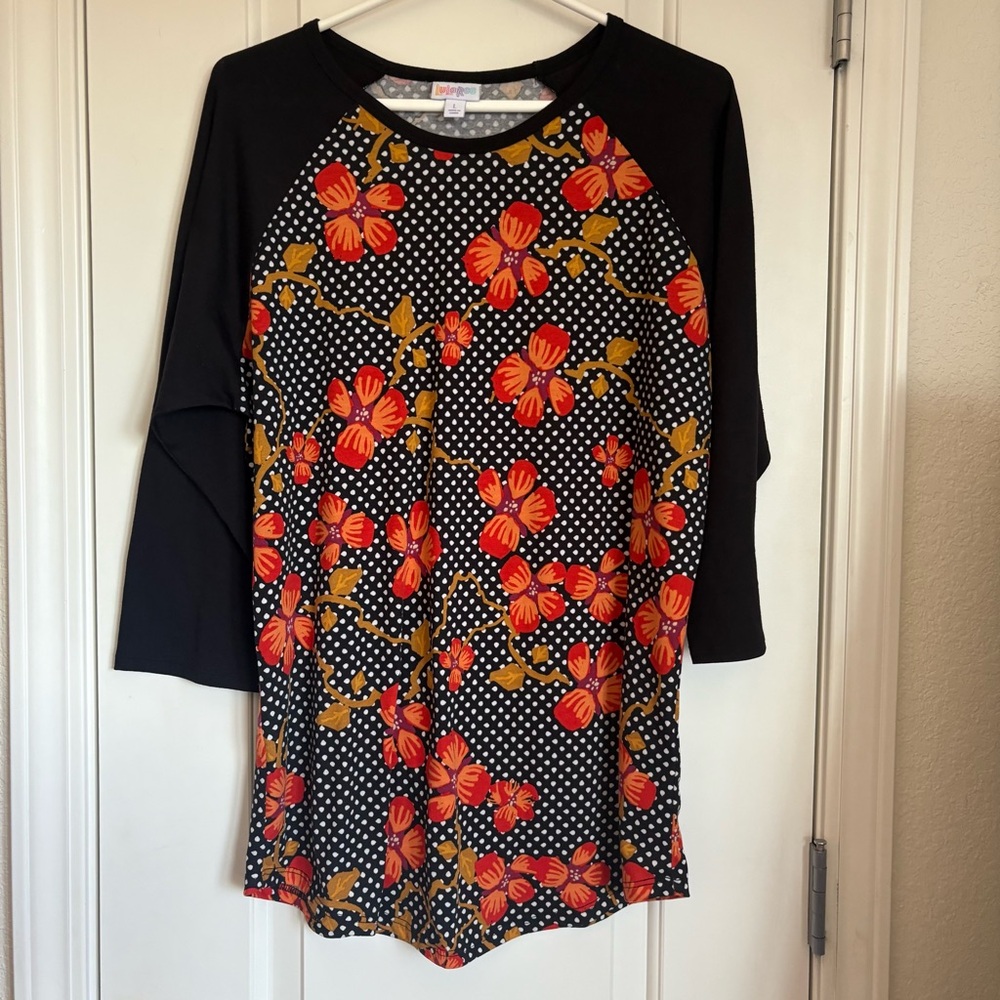 LuLaRoe Women’s Randy Floral Raglen 3/4 Sleeve Tee - Size L
